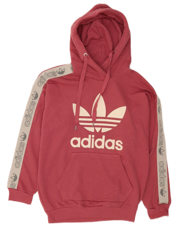 Женский джемпер с капюшоном Adidas Oversized с рисунком UK 8 XS, розовый хлопок