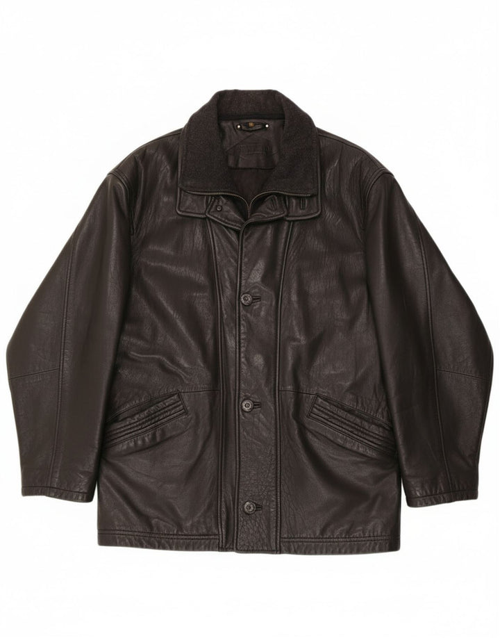 Мужская кожаная куртка Trapper EU 52 XL черная кожа