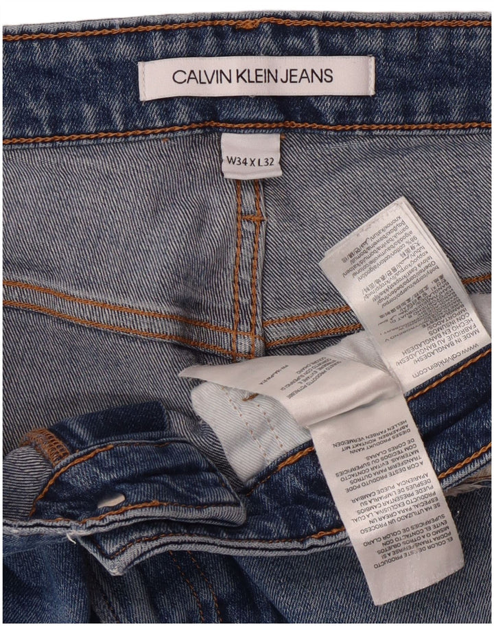 Мужские узкие джинсы Calvin Klein W34 L28, синий хлопок