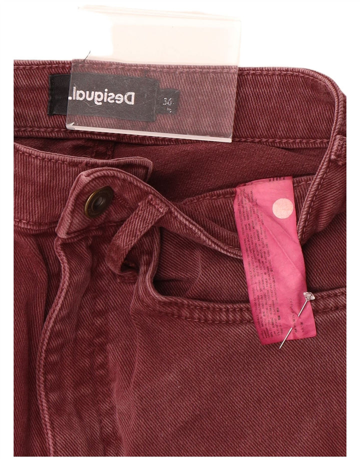 Женские прямые джинсы DESIGUAL с высокой посадкой EU 36 Small W26 L27 Темно-бордовый хлопок