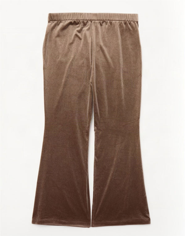 Женские велюровые спортивные брюки-клеш Zara UK 20 2XL Коричневые полиэстеровые брюки