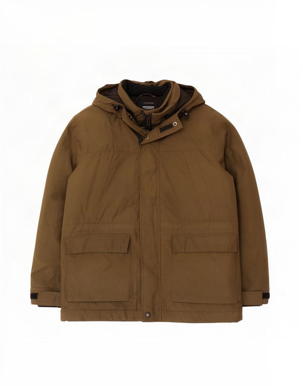 Marks & Spencer Mens Hooded Windbreaker Jacket UK 40 Large Khaki Cotton