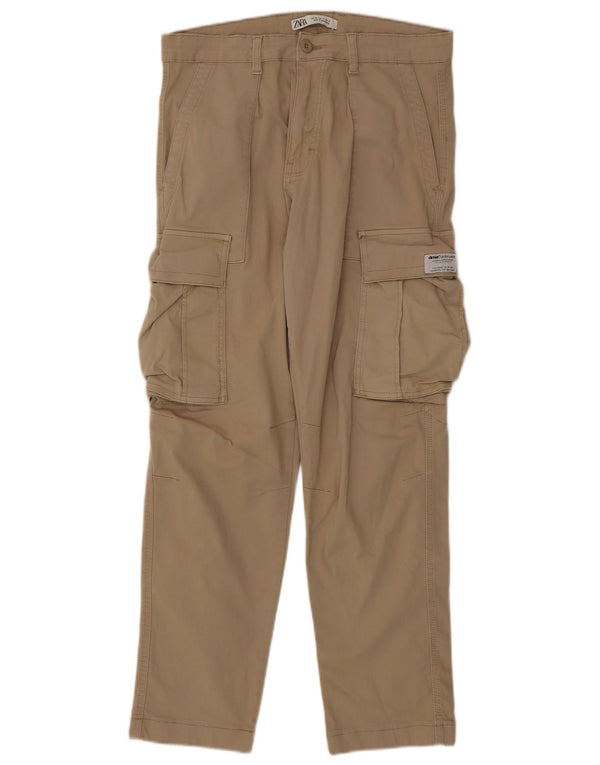 Мужские прямые брюки-карго Zara EU 40 Medium W31 L29, бежевый хлопок