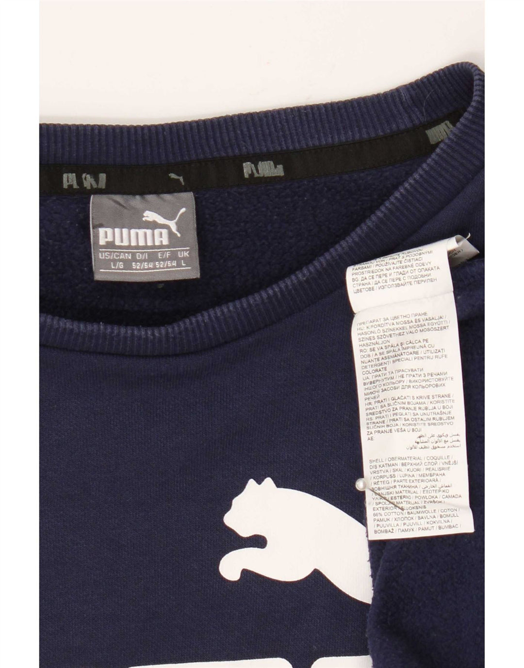 Мужской свитшот с рисунком Puma, большой темно-синий хлопковый джемпер