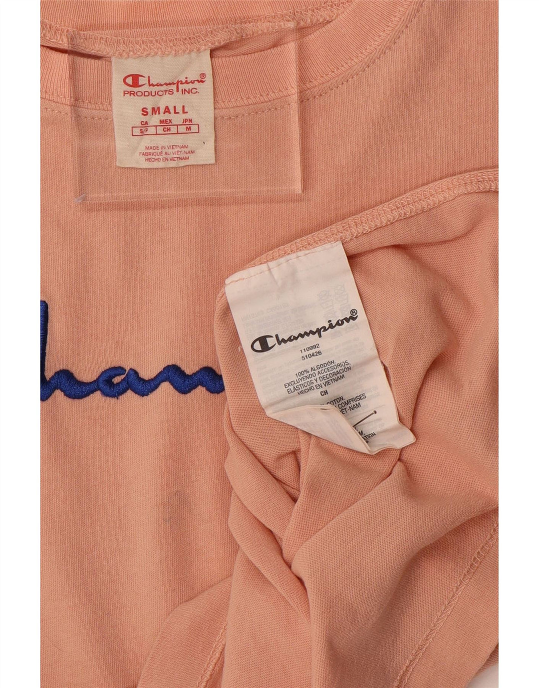 Женская футболка свободного кроя с рисунком CHAMPION, топ UK 10, маленький розовый хлопок