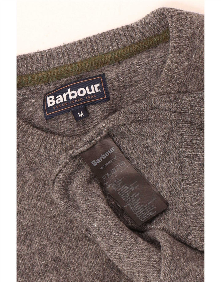 Мужской свитер Barbour с круглым вырезом, средний серый шерстяной в крапинку