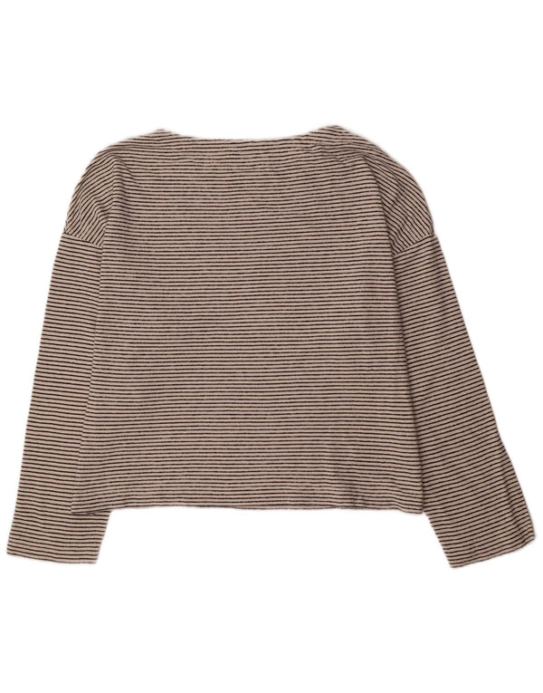 Женский укороченный топ All Saints с длинным рукавом UK 14, средний цвет в белую полоску