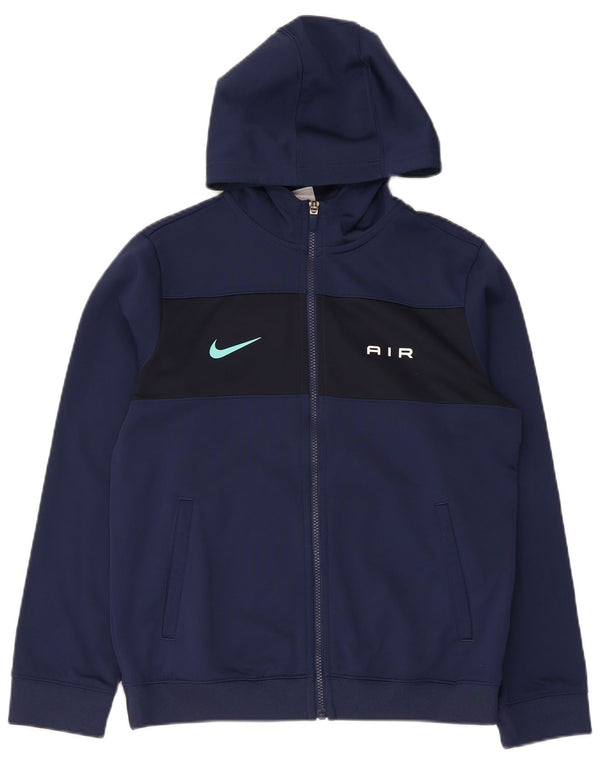 Свитер с капюшоном на молнии Nike Dri Fit для мальчиков 13–14 лет XL, темно-синий с цветными блоками