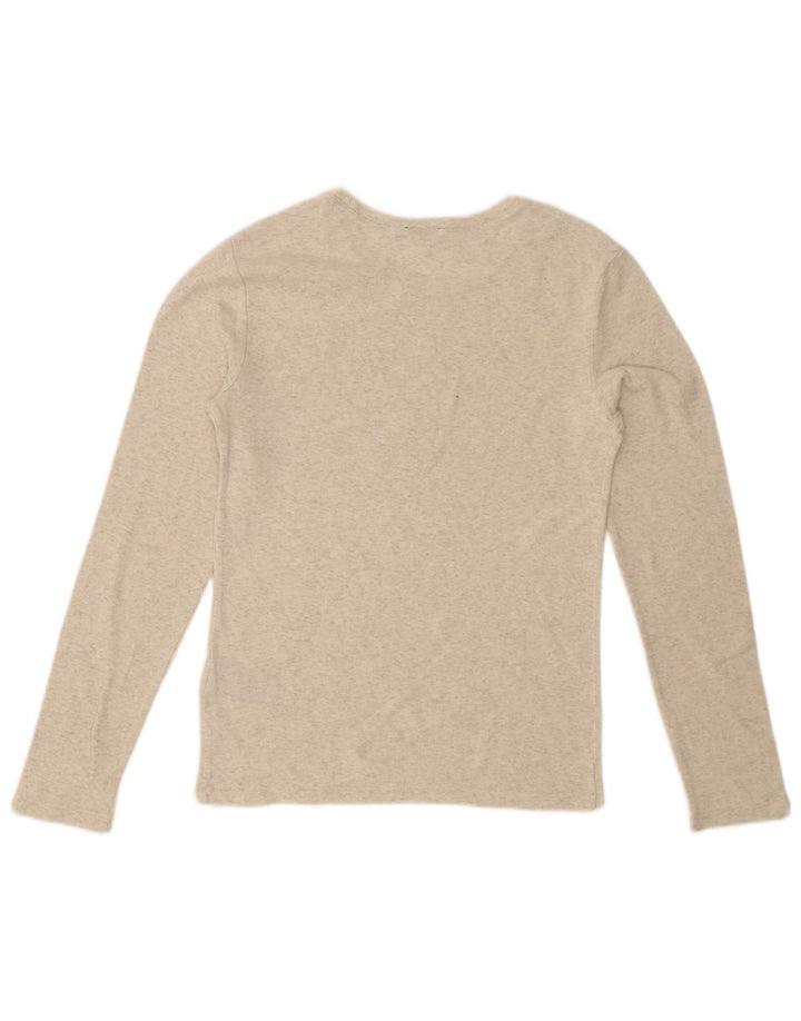 Женский топ POLO RALPH LAUREN с длинным рукавом, Великобритания 14, большой серый хлопок в крапинку