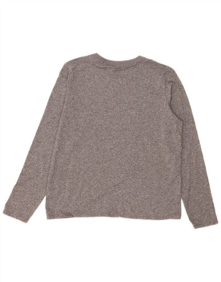 Женский топ NIKE Dri Fit с длинным рукавом и графикой, Великобритания, 14, средний серый, в крапинку