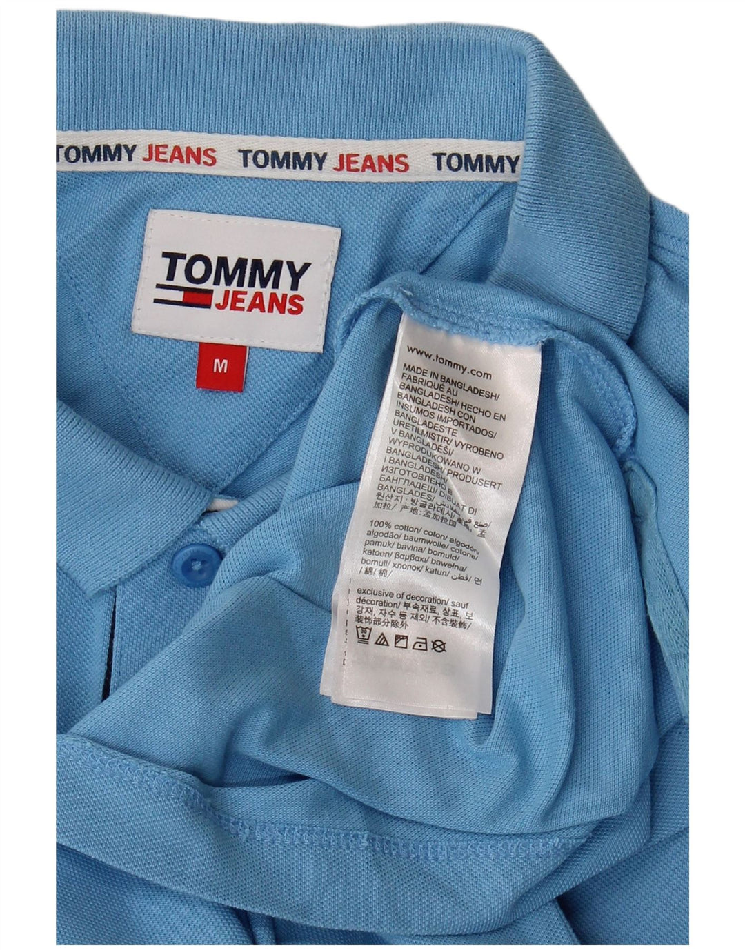 Мужская рубашка-поло Tommy Hilfiger из хлопка среднего синего цвета