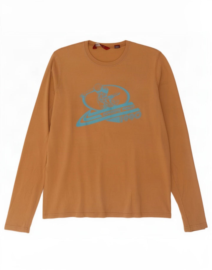 Мужской топ с рисунком Zara, длинный рукав, XL, бежевый, хлопок