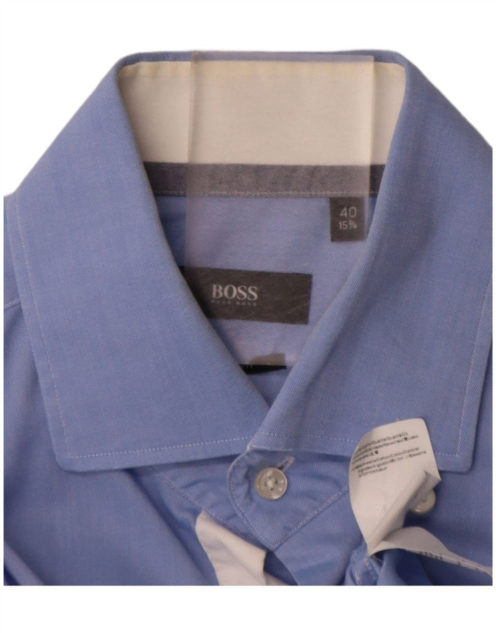 HUGO BOSS Mens Shirt Size 40 15 1/2 Medium Blue Cotton Vintage Hugo Boss and Second-Hand Hugo Boss from Messina Hembry 