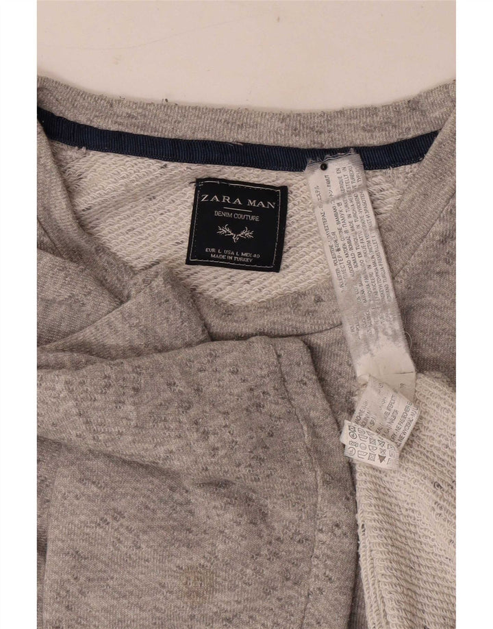Мужской свитер Zara, большой серый полиэстер с крапинками