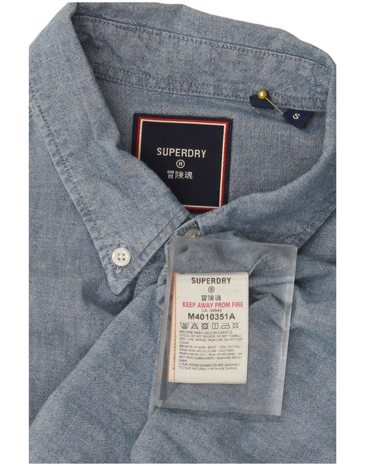 Мужская рубашка с коротким рукавом Superdry, маленькая синяя, хлопок
