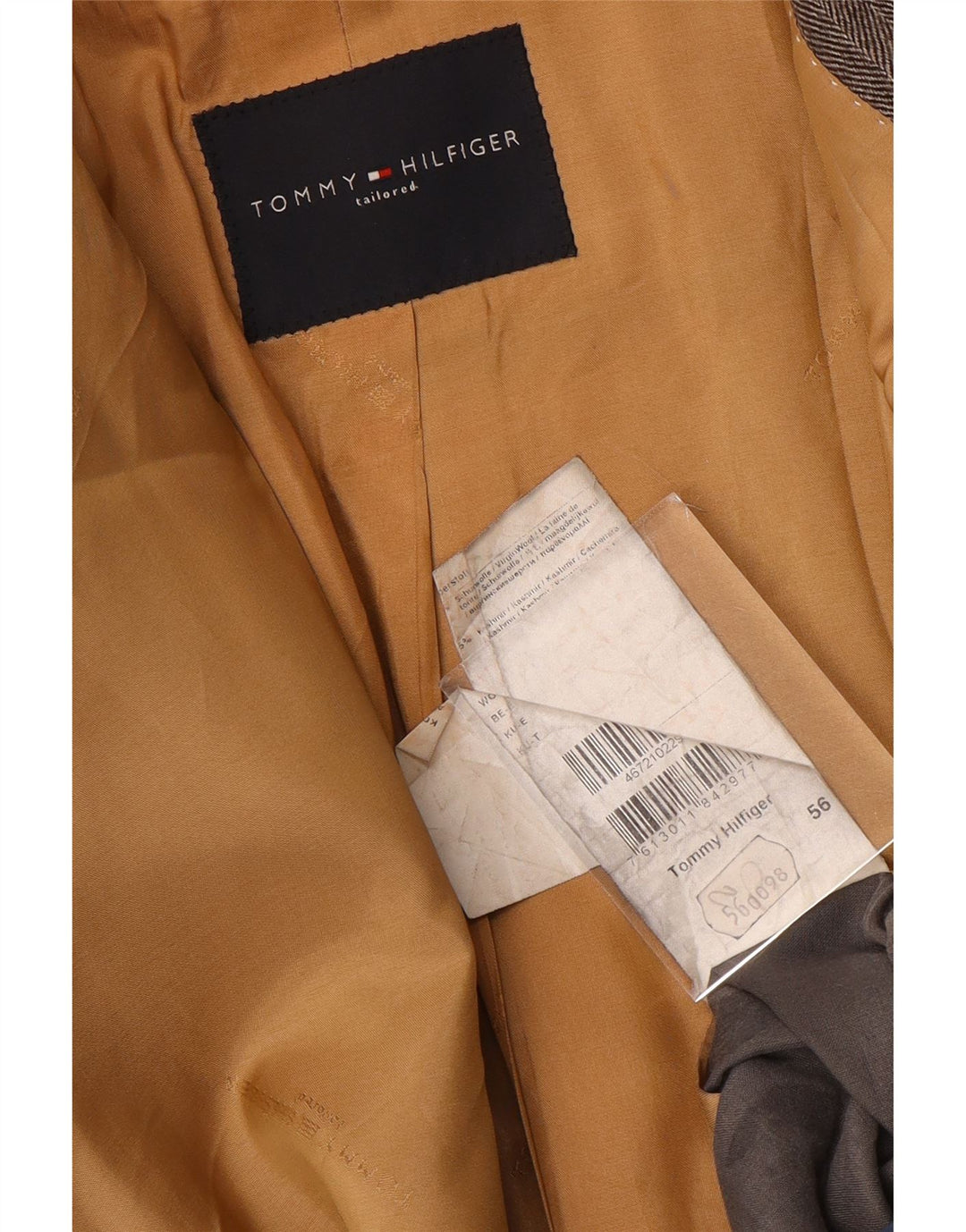 Tommy Hilfiger Мужской пиджак на двух пуговицах IT 56 3XL Серый шерстяной с узором «в ёлочку»