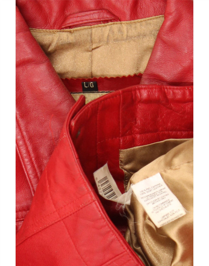Женская кожаная куртка Stradivarius UK 14, большая красная кожаная