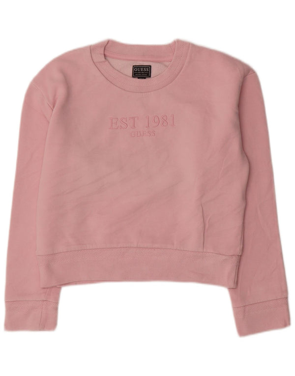 Укороченный свитшот Guess для девочек с рисунком, 13–14 лет, розовый хлопок