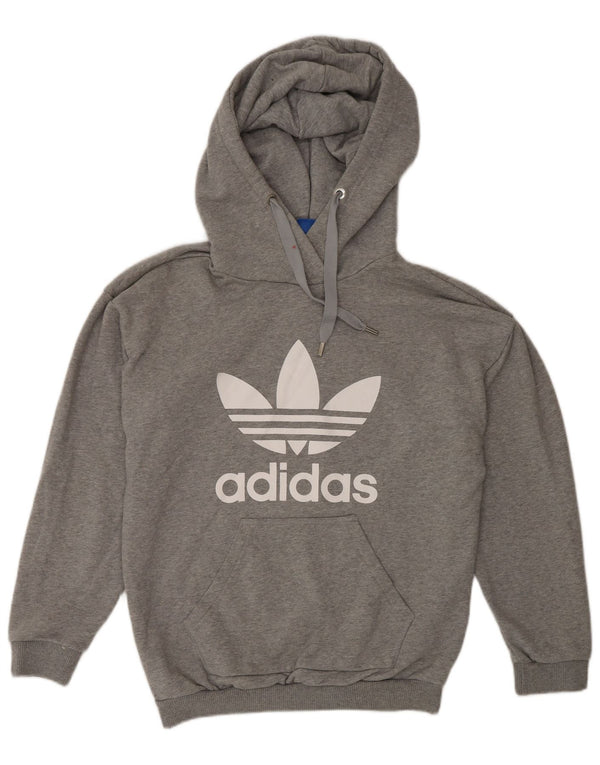 Женский джемпер с капюшоном Adidas Oversized с рисунком UK 6 XS, серый хлопок с крапинками