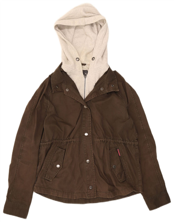 Женская куртка-бомбер Superdry с капюшоном UK 14, средний цвет хаки, хлопок с цветными блоками
