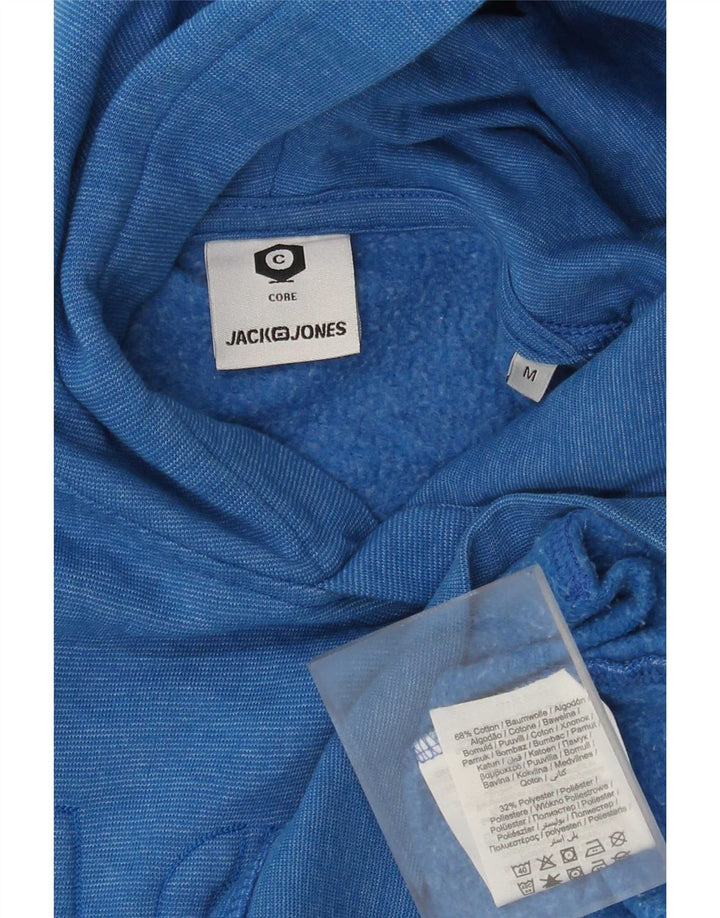 Мужской джемпер с капюшоном Jack & Jones с рисунком, хлопковый, средний синий