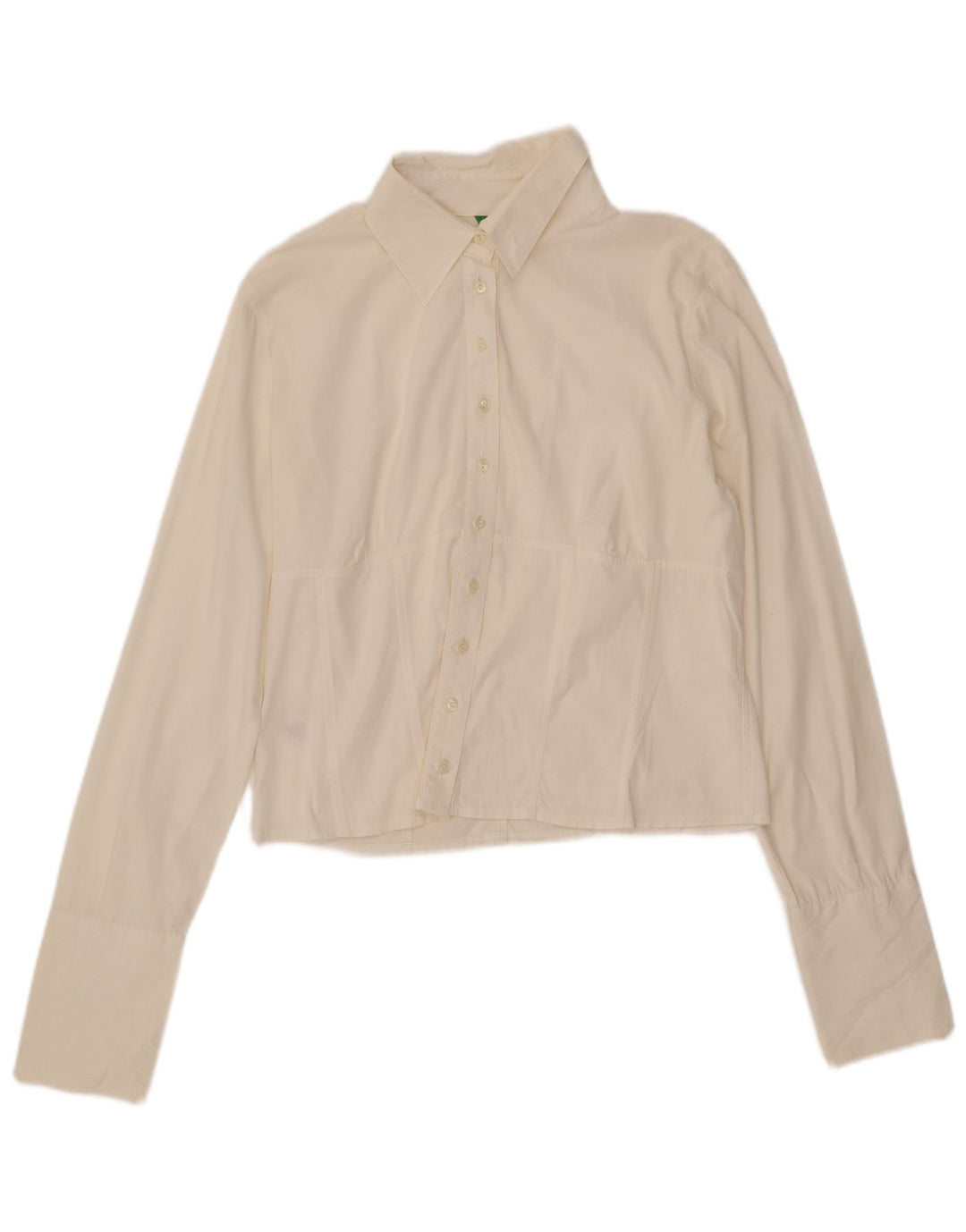 Женская укороченная блузка-рубашка BENETTON UK 14, большой белый хлопок