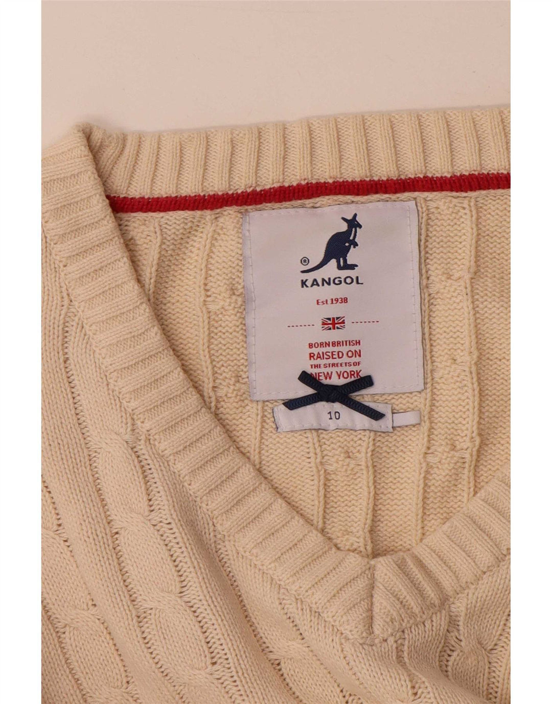 Женский джемпер с v-образным вырезом Kangol UK 10, маленький бежевый