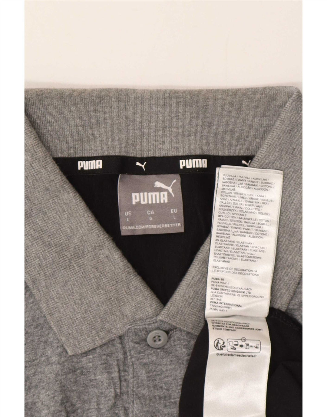 Мужская рубашка-поло Puma, большая серая хлопковая рубашка с цветными блоками