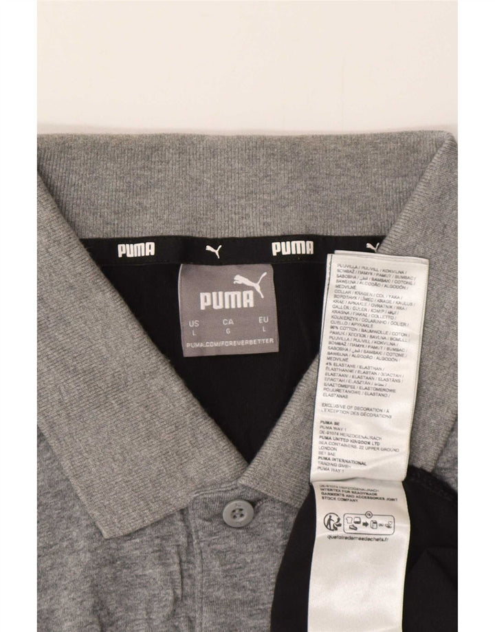 Мужская рубашка-поло Puma, большая серая хлопковая рубашка с цветными блоками