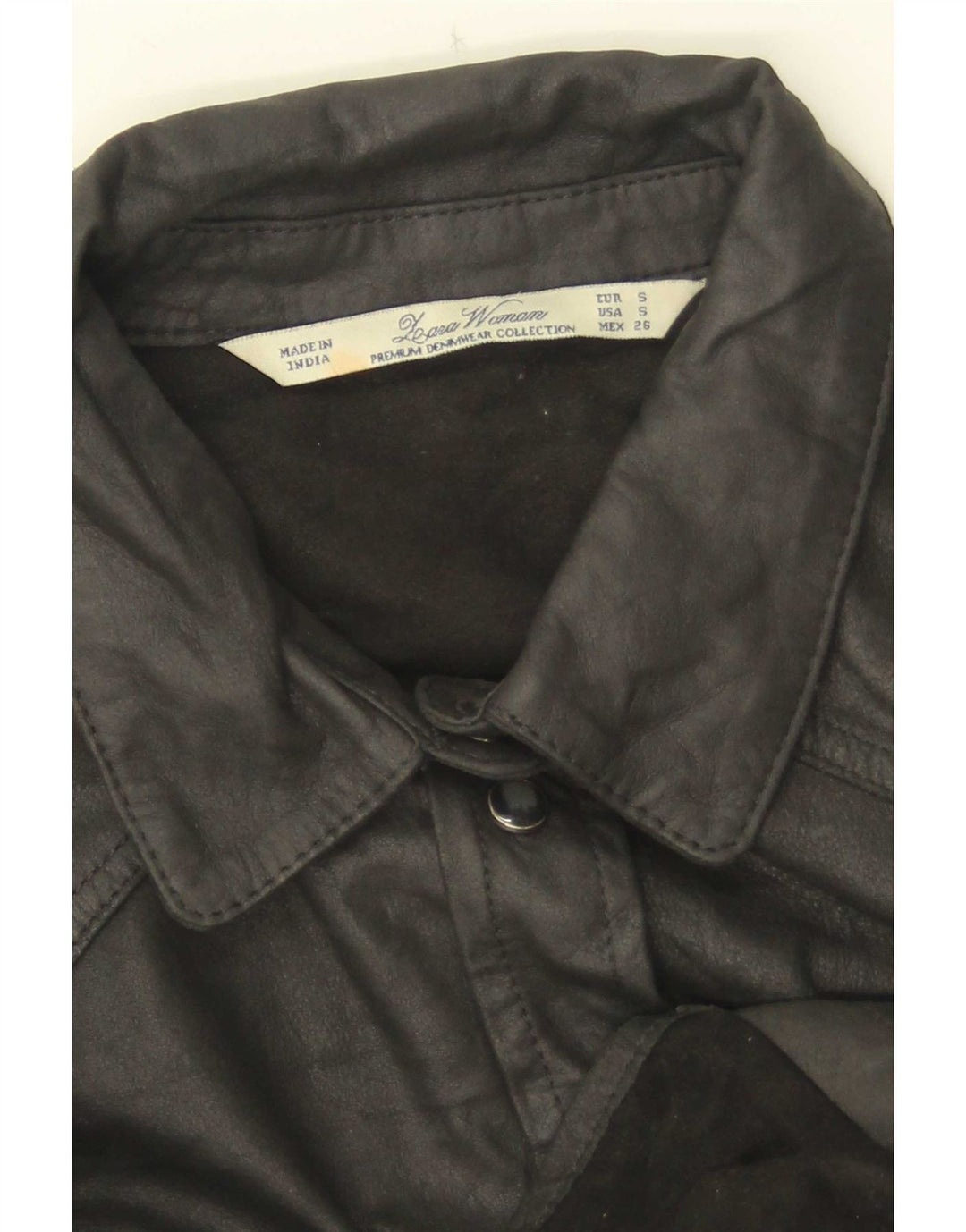 Женская кожаная рубашка Zara UK 10, маленькая черная