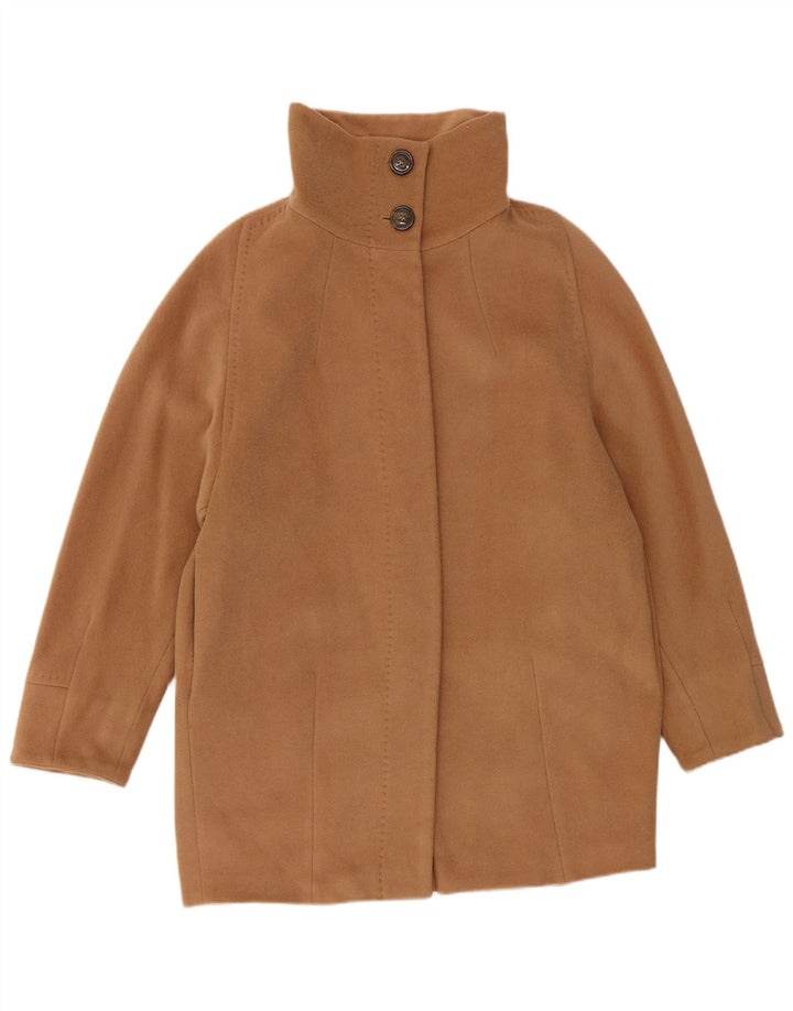 Женское пальто выходного дня Max Mara UK 8, маленькое бежевое из натуральной шерсти