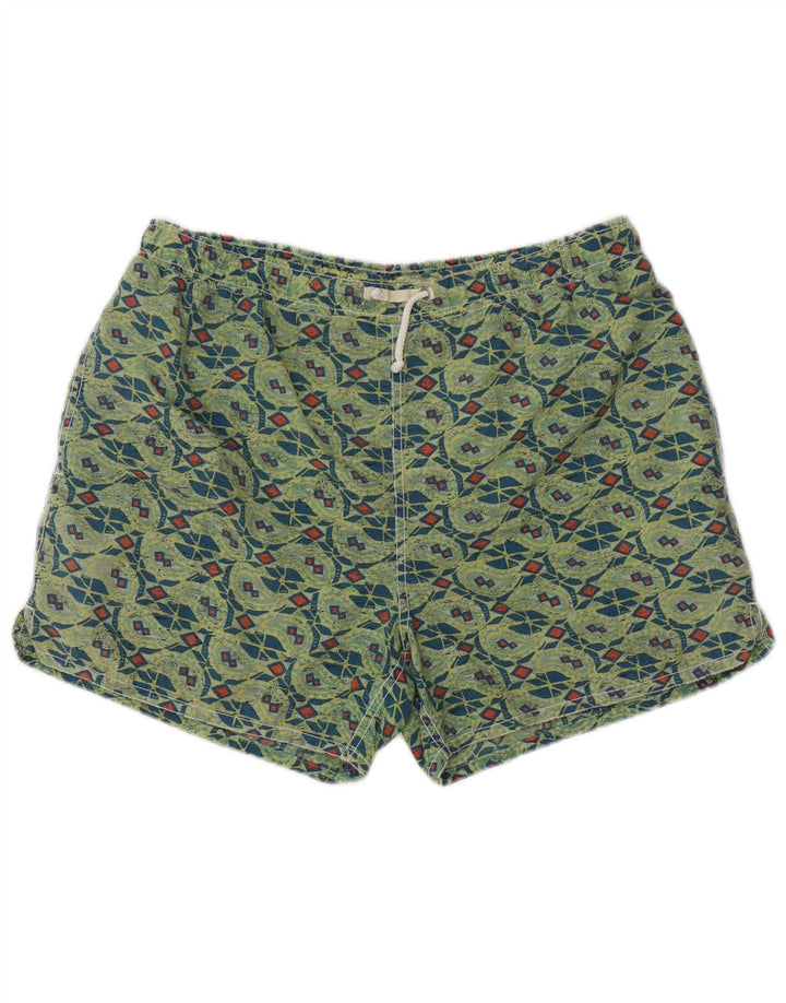 SANTO STEFANO Мужские шорты для плавания, полиамид среднего зеленого цвета с геометрическим рисунком