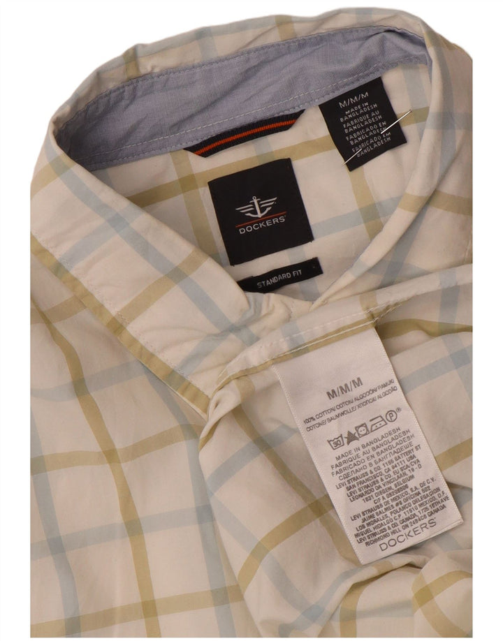 Dockers Мужская рубашка стандартного кроя, средний размер, белая клетка, хлопок