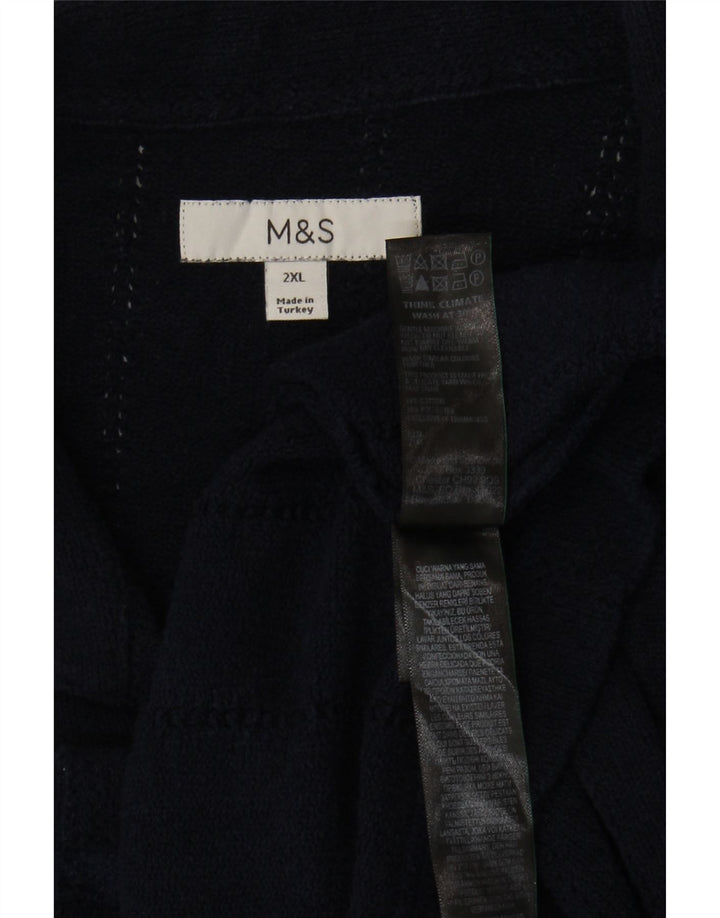 Мужская рубашка с коротким рукавом Marks & Spencer 2XL темно-синяя, хлопок