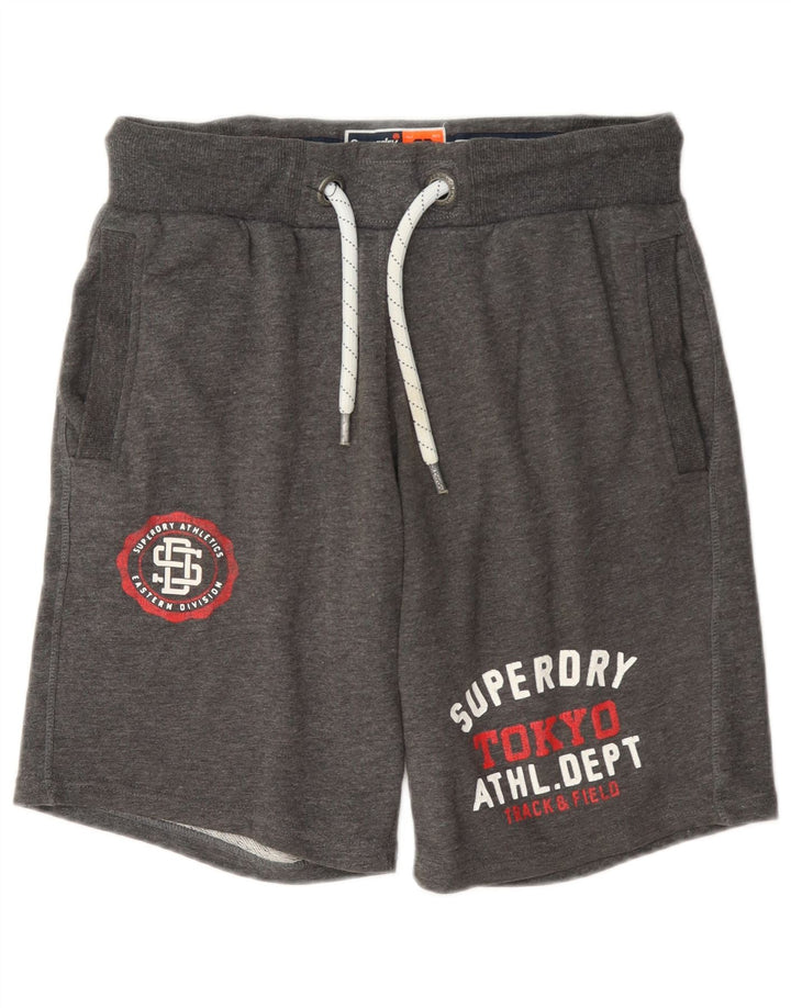 Мужские спортивные шорты с рисунком Superdry, маленькие серые, хлопковые