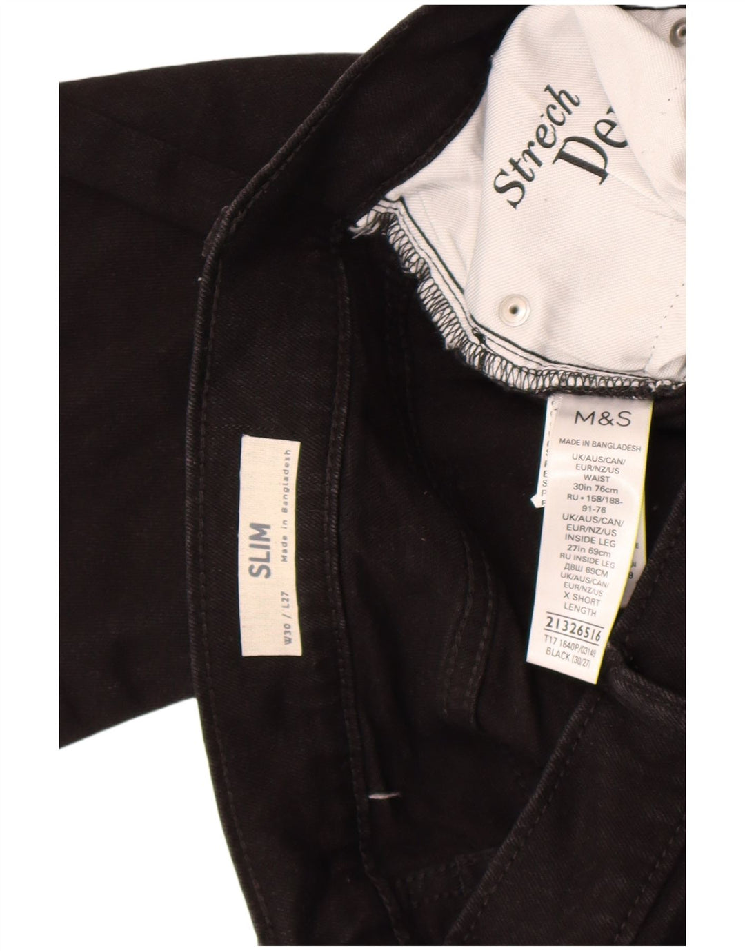Мужские узкие джинсы Marks & Spencer W30 L27, черный хлопок