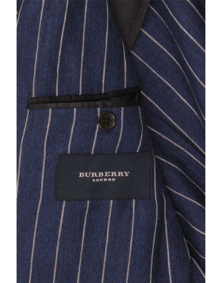 Мужской пиджак Burberry с 2 пуговицами IT 48, средний темно-синий в тонкую полоску, шерсть