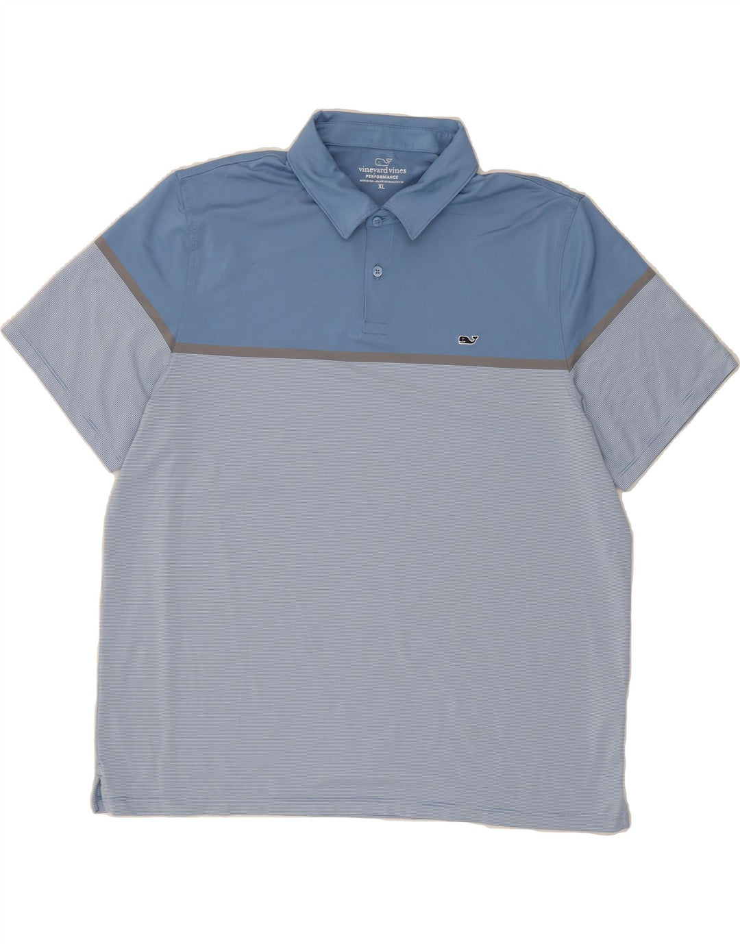 VINEYARD VINES Mens Polo Shirt XL Blue Pinstripe Polyester Vintage Vineyard Vines and Second-Hand Vineyard Vines from Messina Hembry 