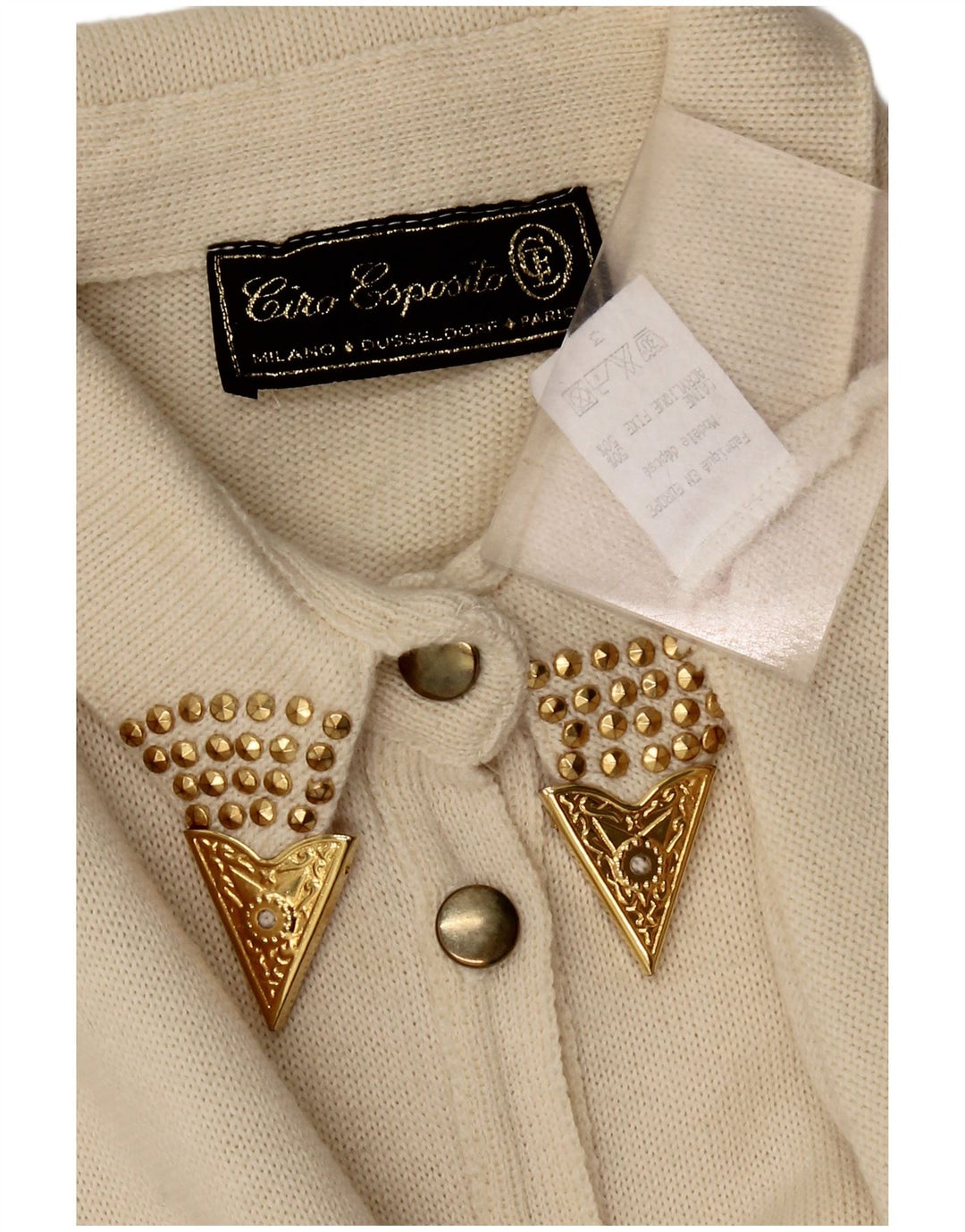 Женская трикотажная блузка-рубашка CIRO ESPOSITO UK 14, большая белая шерсть