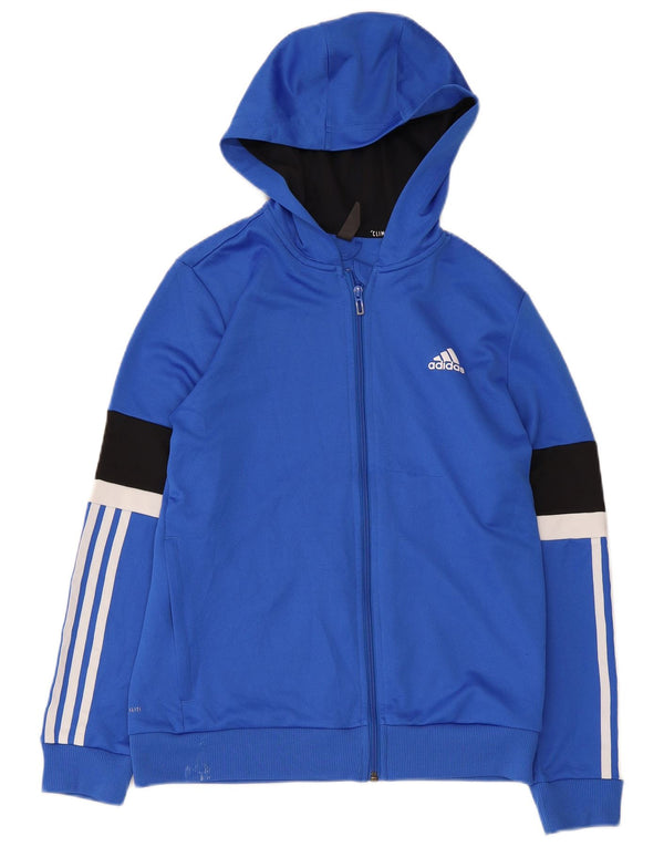 Adidas Свитер с капюшоном и молнией Climalite для мальчиков 13–14 лет, синий с цветными блоками