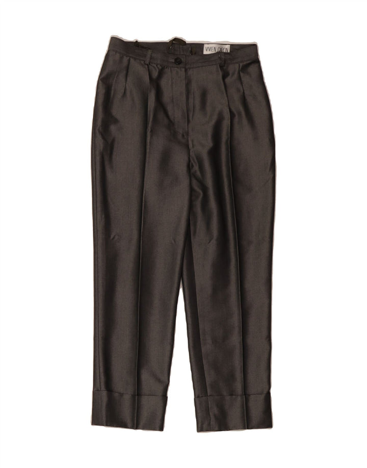 VINTAGE Womens Pegged Casual Trousers UK 14 Medium W30 L25 Grey Polyester Vintage Vintage and Second-Hand Vintage from Messina Hembry 