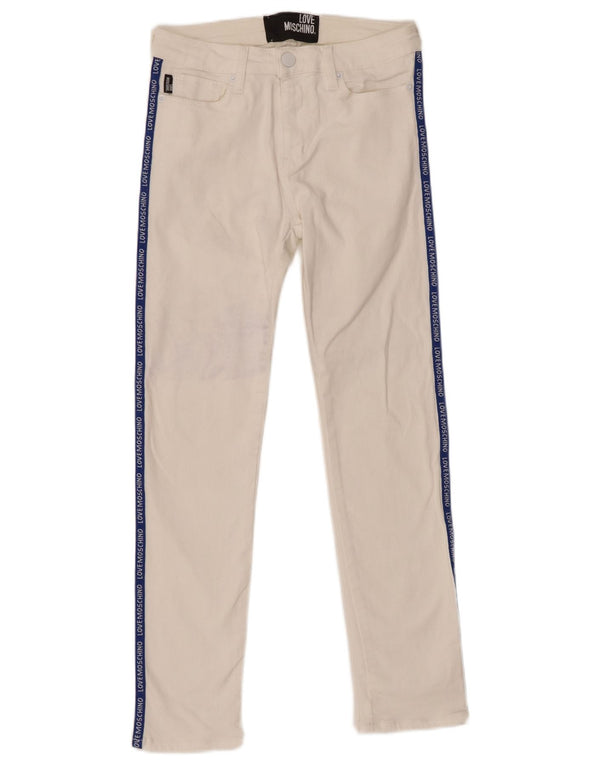 Женские джинсы скинни MOSCHINO с рисунком W26 L26 белые