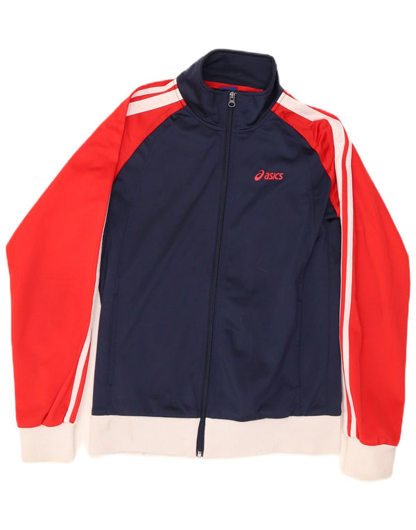 Мужской спортивный костюм ASICS, верхняя куртка, маленький темно-синий, полиэстер с цветными блоками