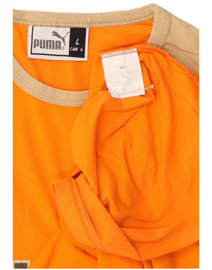 Мужской топ с длинным рукавом PUMA, большой оранжевый цвет, хлопок с цветными блоками