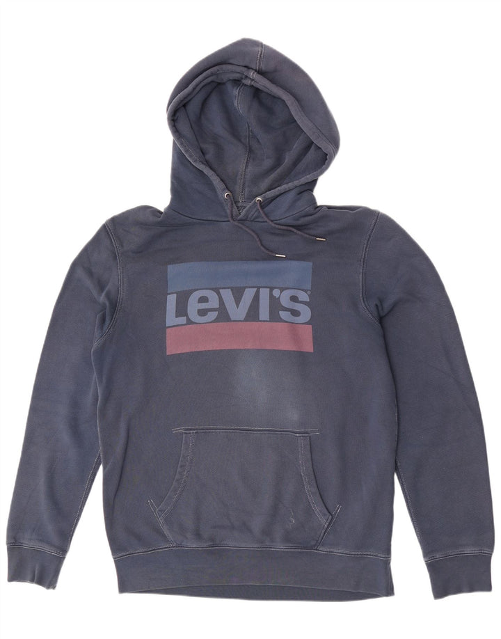 Мужской джемпер с капюшоном с рисунком Levi's, большой размер, темно-синий, хлопок