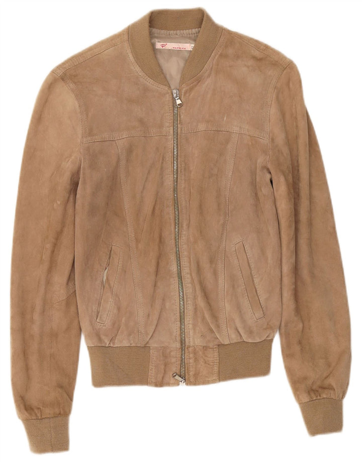 Винтажный женский замшевый бомбер IT 42 Medium Beige Leather