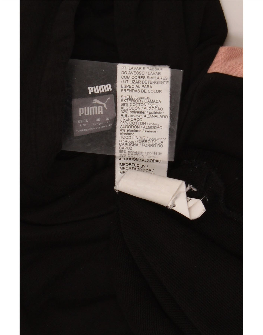 Джемпер с капюшоном PUMA для девочек 11–12 лет, черный, хлопок с цветными блоками