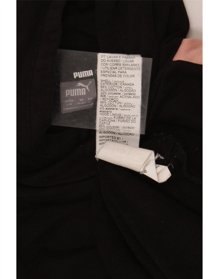 Джемпер с капюшоном PUMA для девочек 11–12 лет, черный, хлопок с цветными блоками