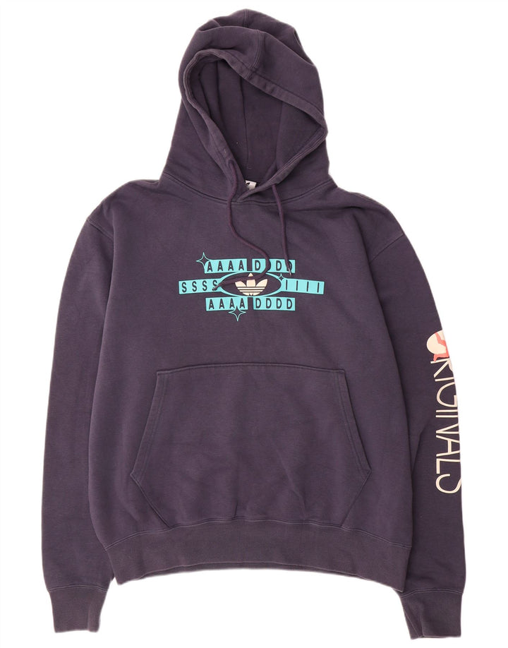 Мужской джемпер с капюшоном ADIDAS с рисунком, большой размер, темно-синий, хлопок