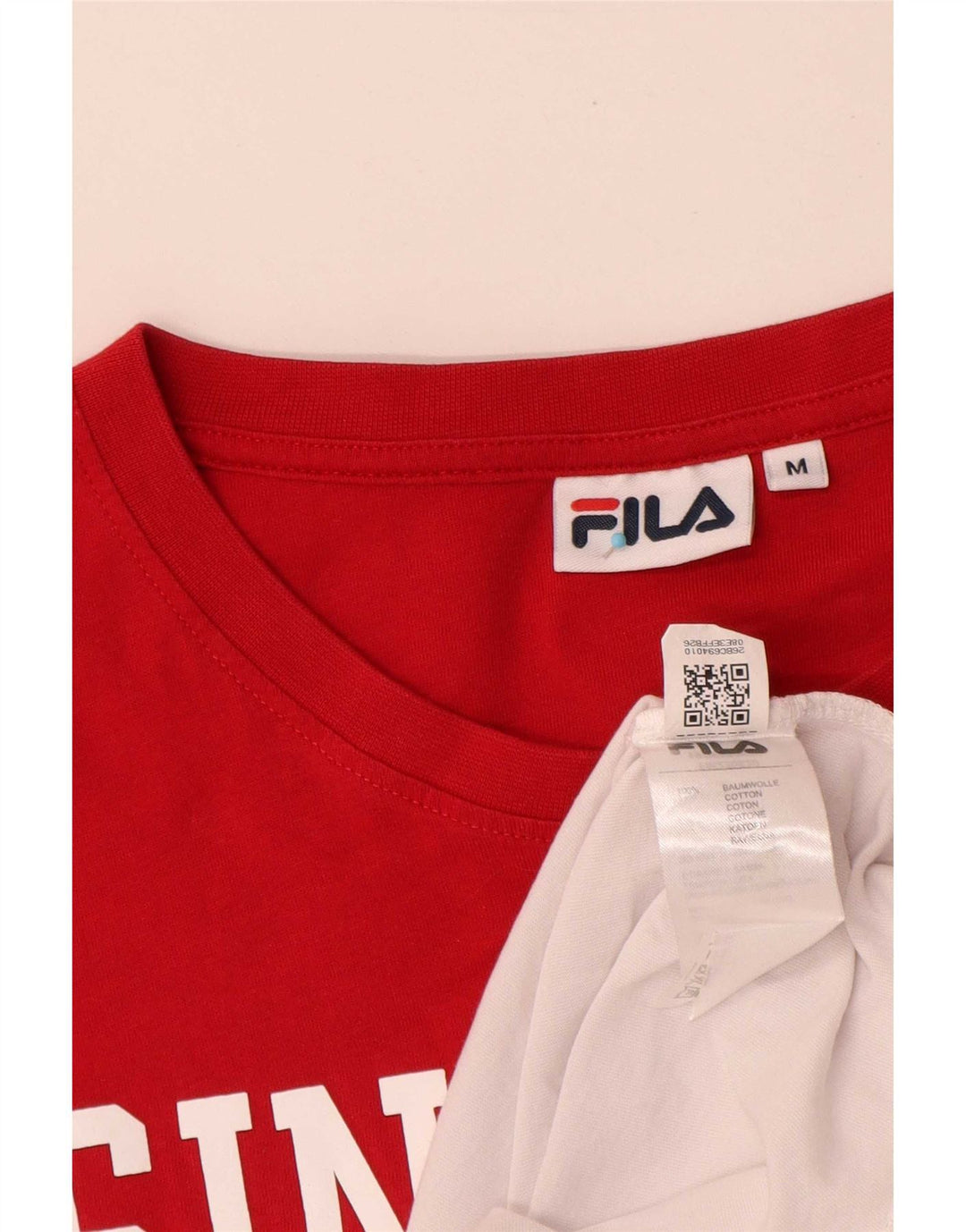 Fila Мужская футболка с графическим рисунком Верх среднего размера, белый хлопок с цветными блоками